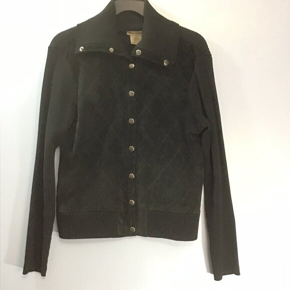 Escapade Black Suede and Knit Sweater Top - Picture 1 of 4